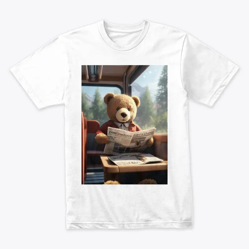 Cute teddy bear reading newspaper 